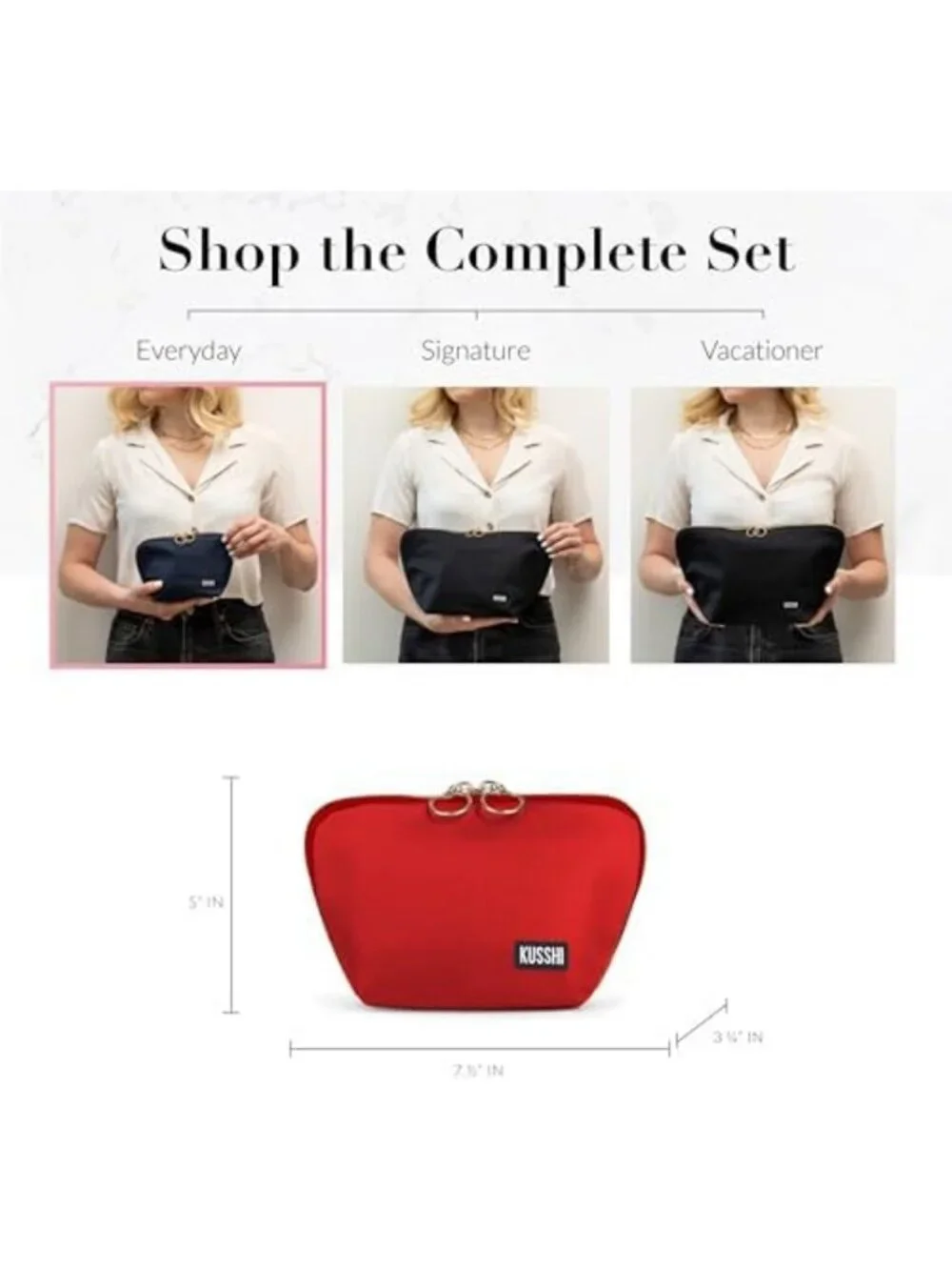 Versatile Washable Travel Makeup Bag for Purse - Everyday Use, Candy Apple